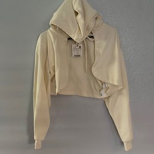 Zara Off-White Cardigan Hoodie in Large
